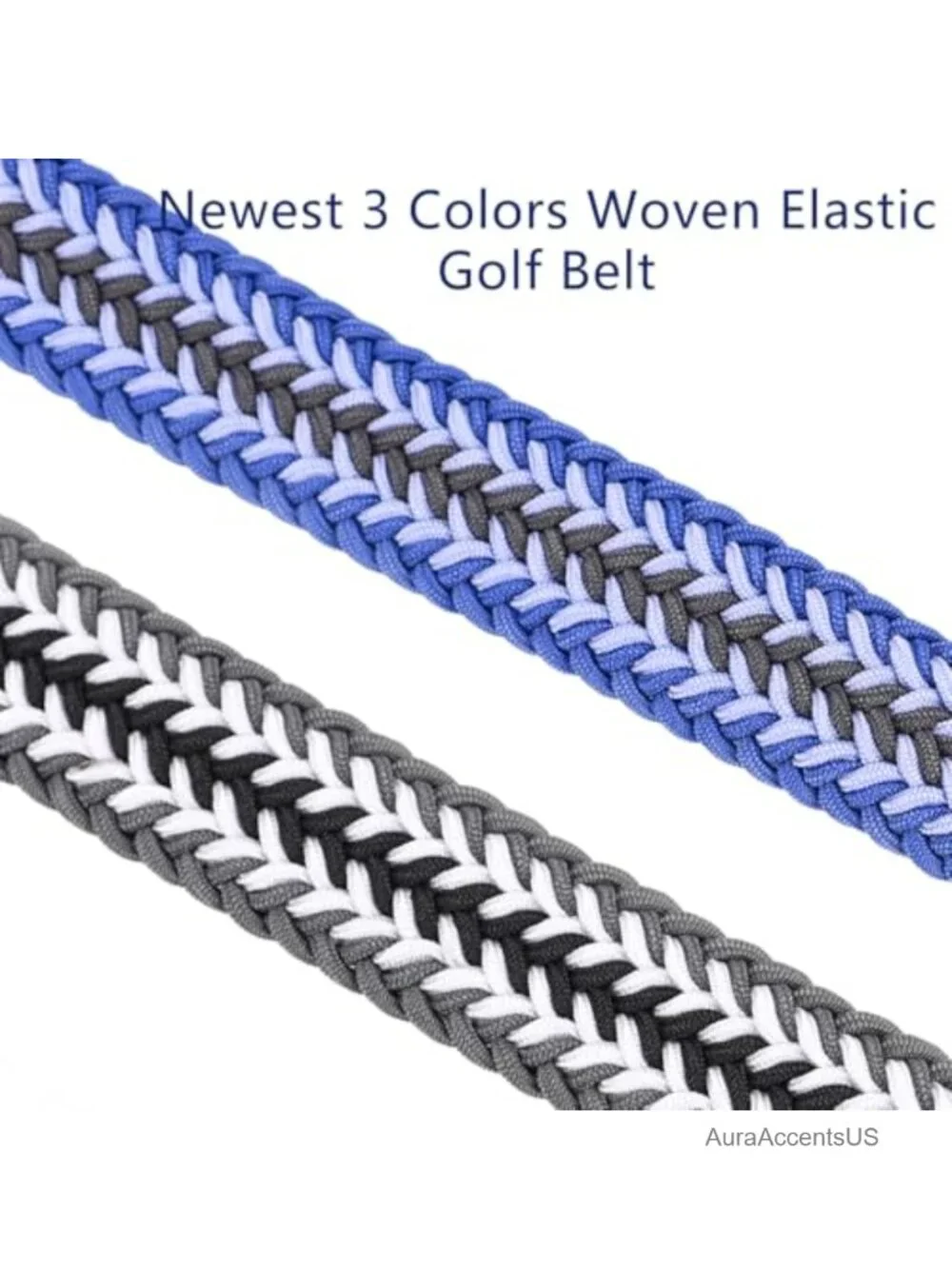 Men's Stretch Golf Belt with Metal Buckle, Adjustable No-Hole Waistband